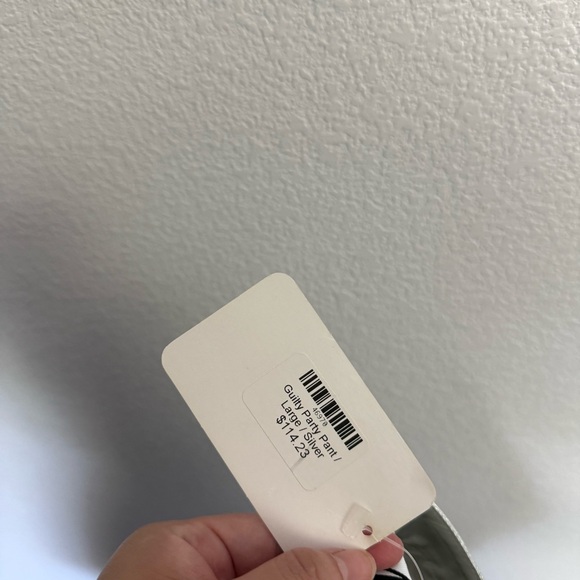 NWT Amylynn Silver Straight Leg Metallic Trousers Pants Large - Picture 6 of 8